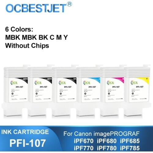 PFI-107 PFI107 PFI 107 Refillable Ink Cartridge Without Chips For Canon iPF670 iPF680 iPF685 iPF770 iPF780 iPF785 Printer 130ML