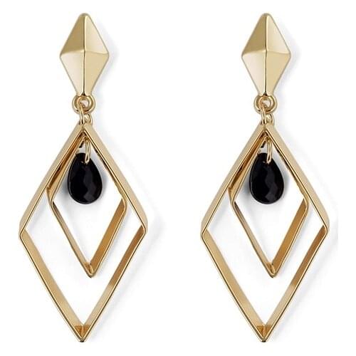 Aesthetic Simple Geometric Simple Golden Prismatic Black Drop Long Alloy Dangle Earrings Drop Earrings For Women