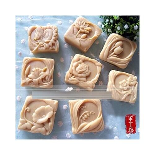 PRZY Flowers Mold Silicone Soap Rose Lily Lotus Tulip Butterfly Silicon Mold Chocolate Fondant Resin Clay Handmade Soap Molds