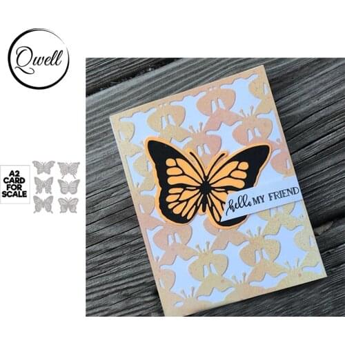 QWELL 6pcs Butterflies Cutouts Metal Cutting Dies Set for DIY Scrapbooking Craft Album Decor Making Template Embossing Dies 2021