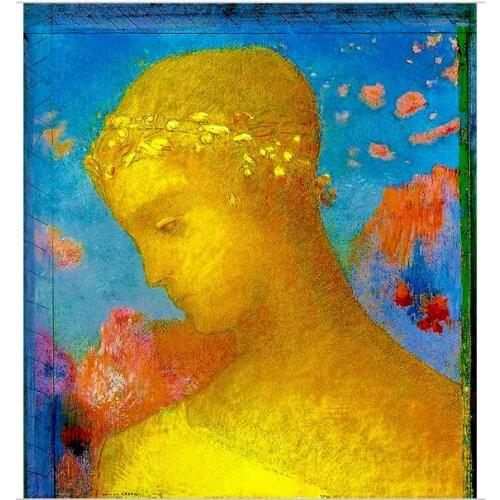 Hand Painted Abstract Wall Art Portrait Oil Painting on Canvas Beatrice by Odilon Redon Oil Reproductions High Quality