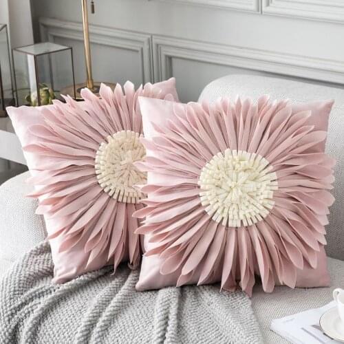 Modern Pink Flowers Throw Pillow Sofa Cushion Covers Splice Pillow Case Waist Pillow CushionS Pillowcase Home Decoration 45X45cm