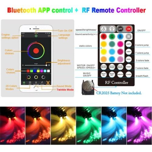 LEEPEE Fiber Optic Atmosphere Lamps Ambient Lamp App Control 6 Meter Car Interior Light Remote Control RGB Auto Decorative Light