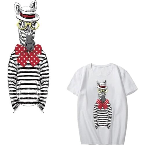 Iron on Zebra Patches for Clothing DIY T-shirt Applique Heat Transfer Vinyl Parches Washable Fabric Badge Stickers Thermal Press
