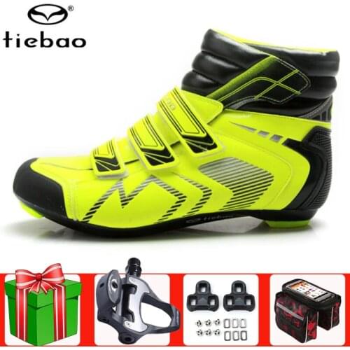 Tiebao winter Road Cycling Shoes add pedal set Breathable Outdoor Athletic Bike Shoes Bicycle Racing Shoes Ciclismo Zapatos