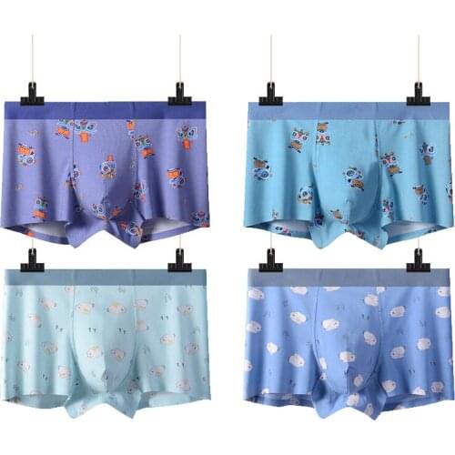 2021 New Spring Summer Mens Underwear Printing Breathable Seamless Mid-waist Cotton Panties Boys Boxer Shorts Comfortable Brief