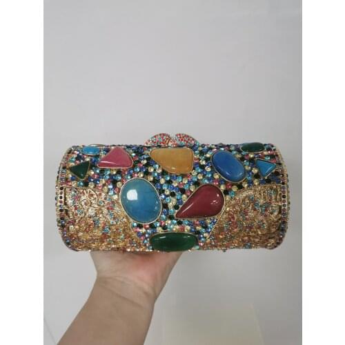 XIYUAN Lady Big Stone Blue Handbags Ladies Diamond Clutch Bag Women Evening Party Cocktail Clutches Bags Crystal Minaudiere Bags