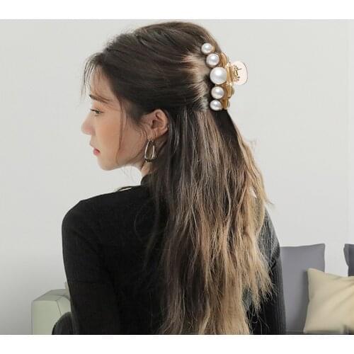 Women Geometric Shaped Pearls Hair Clips Hair Claws Big Small Size Hairpins Banana Clip For Ornaments Barrettes Hair Accessories