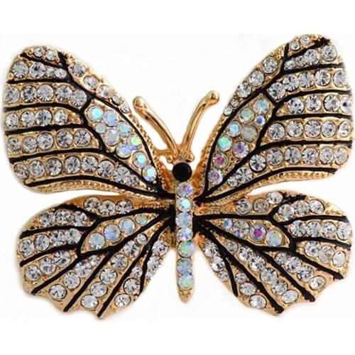 Creative Rhinestone Butterfly Brooches Pins Charm Clothing Accessories For Women Party Wedding Fashion Jewelry Gifts XZ058