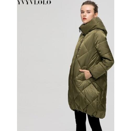 YVYVLOLO Winter Jacket Women Long Parka 2019 New Winter Slim Thick Women Coat Hooded Down Jacket Warm Fashion Female Outwear