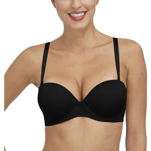 2020 New Women Sexy Push Up Bra Invisible Strapless Bras Thick Padded Adjusted Convertible Straps 1/2 Cups Underwear Underwire