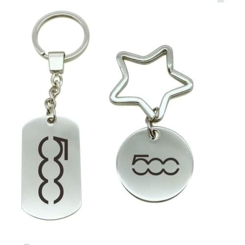 1PCS Auto KeyRing For Fiat 500 Logo Metal KeyChain Badge Key Ring Emblem Key Holder Chain