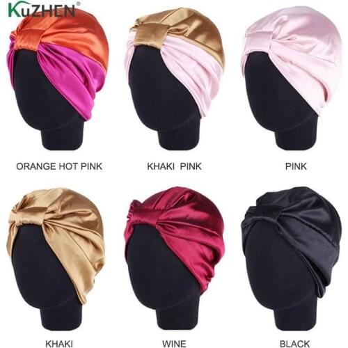 1PCS Silk Salon Bonnet Women Sleep Shower Cap Bath Towel Hair Dry Quick Elastic Hair Care Bonnet Head Wrap Hat