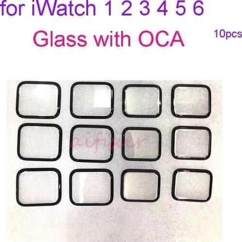10pcs Glass+OCA for Apple Watch S1 S2 S3 S4 S5 S6 38mm 40mm 42mm 44mm Touch Screen Glass Panel Cover Replacement Parts
