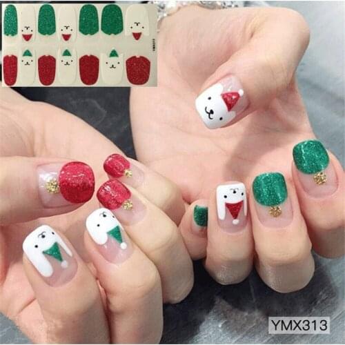 14Tips Nail Art Full Cover Christmas Series Stickers Polish Transfer Tips Wraps Waterproof nail stickers Decals Manicure