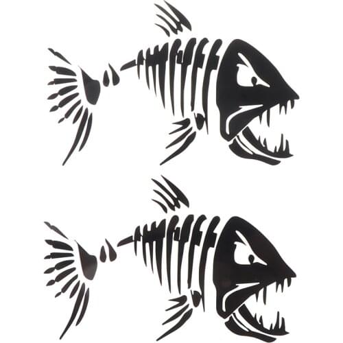 2X New Fish Teeth Mouth Stickers Graphics Accessories for Kayak Fishing Boat Canoe Dinghy Window Car Skeleton Fish Stickers Toy