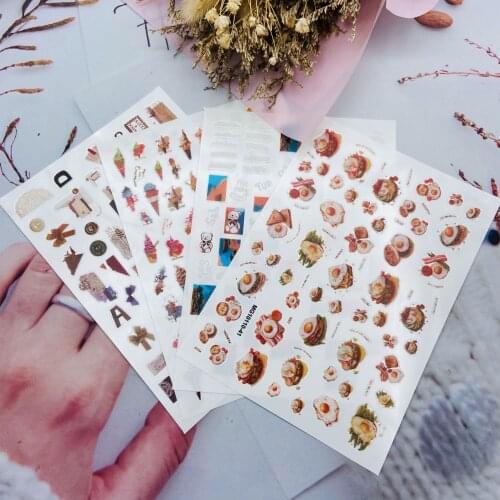 3d DIY Fashion Hot Selling New Arrive Bear Ice-cream Bear Dry Nail Stickers Glue Adhesive Light Traceless Nail Decals Women Gift
