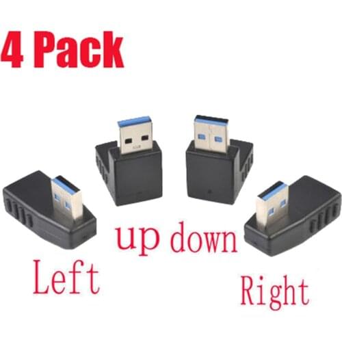 4PC USB Adapter USB 3.0 A Male to Female Extension Cable 90 Degree Right Angle Adapter In Stock