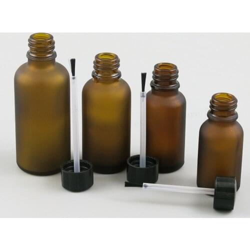5ml 10ml 15ml 20ml 30ml 50ml 100ml Empty Frost Amber Glass Nail Polish Bottle For Nail Art With Brush Cap 200pcs
