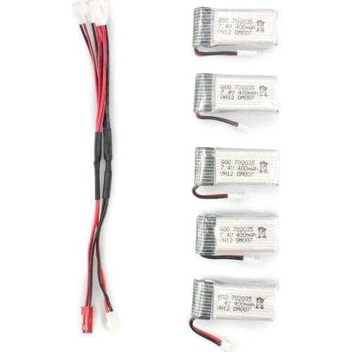 5pcs 7.4V 2s 400mah 25C Lipo Battery Charger line For DM007 Fatbee FB90 Micro FPV Racing RC Quadcopter Drone Parts
