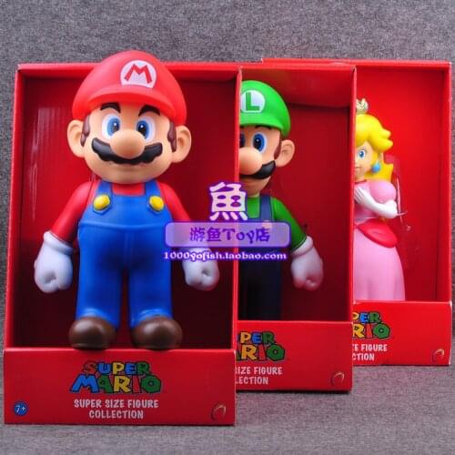 Original Super Mario 9inch 23cm Action Figures Gold and Silver Mario Yoshi PVC Toy model doll For kid birthday Collectible gifts