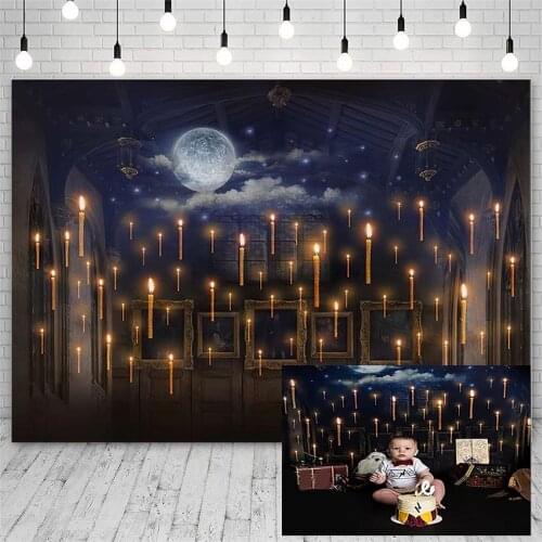Avezano Photo Backdrop Birthday Party Baby Shower Night Moon Candle Picture frame Artwork Decor Photocall Photography Background
