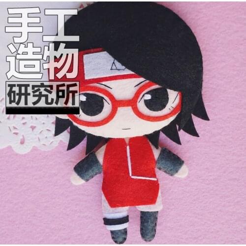 Anime Uchiha Sarada 12cm Keychain Handmade Materical Package Toys Mini Doll Stuffed DIY Plush Children Birthday Gift