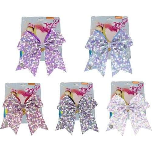 Kids Sequin Cheer Bows Children Rhinestone Girls Holder Elastic Hair Bands Hair Accessories