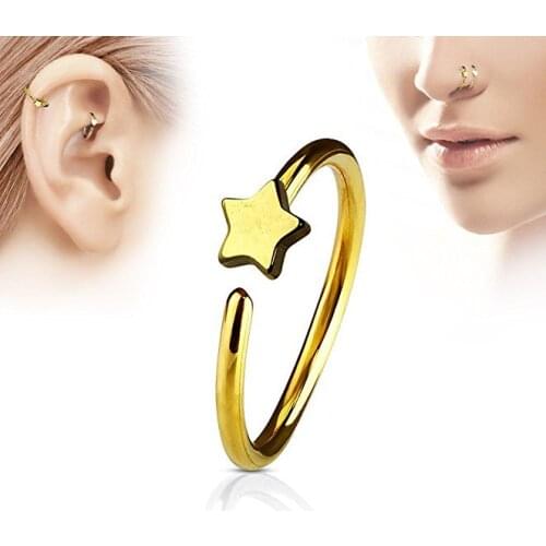 1Pcs Fashion Stainless Steel Retro Gold Color Stars Nose Ring For Women Nostril Hoop Small Ear Studs Lips Body Piercing Jewelry
