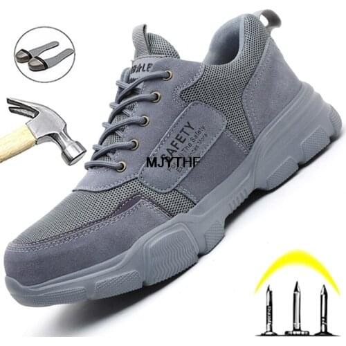 Pop Nice Work Sneakers Men Steel Toe Cap Safety Shoes Breathable Indestructible Shoes Anti-smash And Anti-puncture Work Shoes