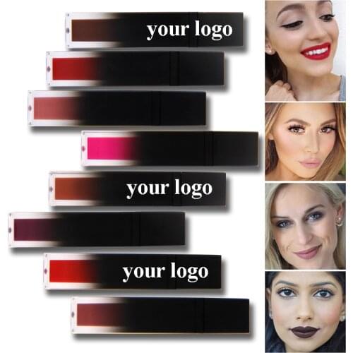 50pcs Print Your Logo Matte Lipstick Waterproof Custom Logo Lip Gloss Liquid Lipstick Wholesale Makeup 8 Color Lipgloss Vendor