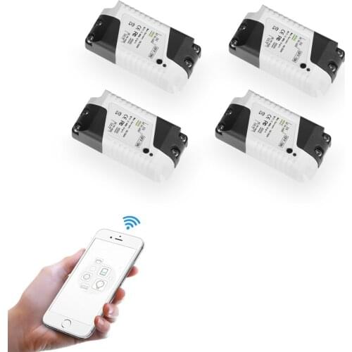 EMylo Mini WIFI Light Switch Smart Switch 220V 1ch Wireless Remote Control Switch Voice Control For Google Home, Smart Life 4pcs