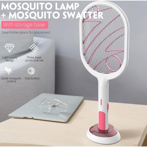Mosquito Swatter USB Charging Insect Reject LED Pest Repeller Mosquito Lamp Practical Lithium Battery Flyswatter Wasp