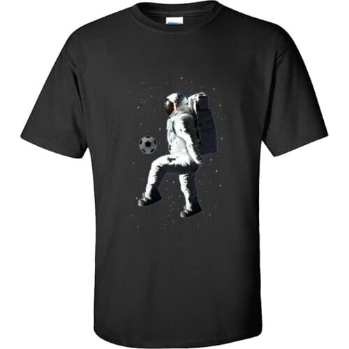 Galaxy Cosmonaut Footballer Top T-shirts for Men Astronaut Printed Summer/Autumn Tops & Tees 2019 Newest T Shirt Crewneck Cotton
