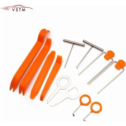 Set of 12pcs Car Radio Door Clip Panel Trim Dash Audio Removal Open Installer Pry Tool For Auto Vehicles