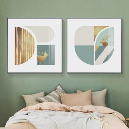 Pink Marble Texture Deer Poster Nordic Abstract Print Wall Art Canvas Painting Minimalist Decorative Picture Modern Room Decor