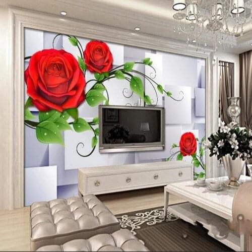 Custom 3 d Wallpaper Home Decor Wallpaper Mural 3 d Living Room Sofa TV Roses Wallpaper Image Room wall aper Beibehang