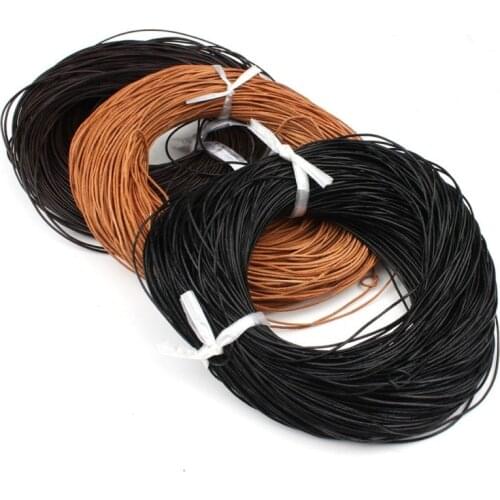 New 3 Color 5M Round Leather 1.0-3.0mm Wide Cowhide Leather Rope For Jewellery Making DIY Bracelet Necklace
