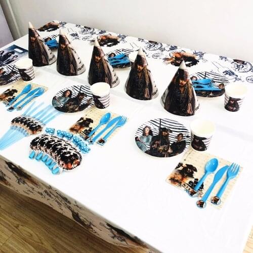 Pirates theme Kids Birthday Party Decoration Supplies Tableware Plates Napkins Cup Tablecloth theme boy Baby shower