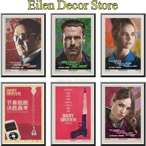 Baby Driver Movie Poster Art Printing Retro Vintage Style Movie Poster Art Prints Fashion Bar Poster For Home Decor 42X30cm