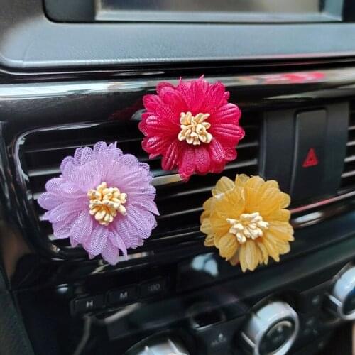 Sunflower Car Accessories for Girls Cute Flowers Car Air Freshener Perfume Air Vent Clip Aromatherapy Auto Decoration Woman Gift
