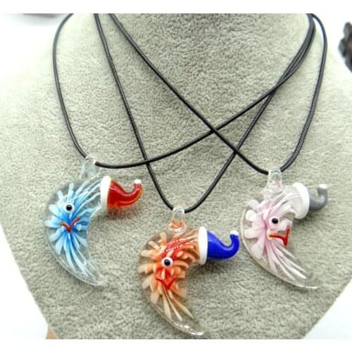 New Liuli Quartz Crystal Multi-color Colored Glaze Glass flower Charm moon Pendant Jewelry Making Necklace Accessories