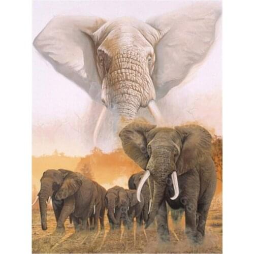 Dpsprue Full Square/Round 5D Diy Diamond Painting Cross Stitch "Elephant Animal" Diamond 3D Embroidery Mosaic Home Decor CSX04