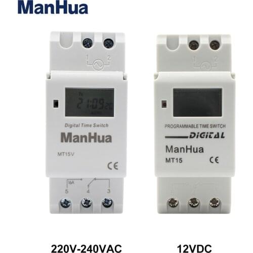 ManHua High Load Weekly LCD 17on/off Programmable Timer relay 16A 220VAC/250VAC MT15 Digital Timer Switch