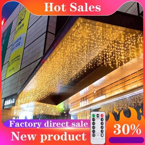 220V EU LED Christmas Light Icicle waterproof Fairy String Curtain Lights Garland Outdoor For Wedding Party Bar New Year Decor