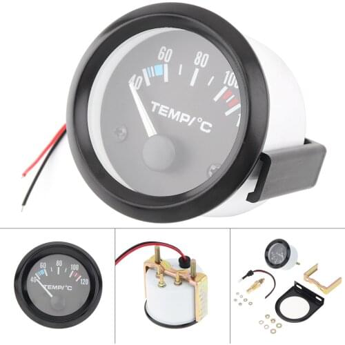 2" 52MM DC 12V 40-120 C Universal White LED Electrical Car Water Temp Gauge Meter with Temperature Sensor for Car Vehicle Boat