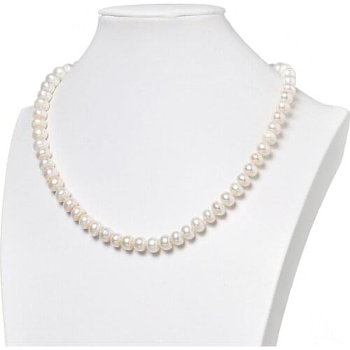 Pick Size 7-8mm Natural White Pearls ForDiy Knotted Necklace 19inch for Birthday Day Making jewelry Gifts H467
