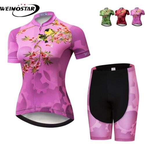 Weimostar Cycling Jersey Womens Set 3D Gel Pad Bike Shirt Bib Shorts Ropa Ciclismo Breathable Pro Bicycle Clothing Kits Summer