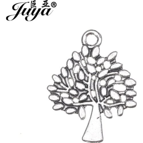 JUYA Cheap Jewelry Making Findings for Women DIY Necklace 24x19mm 20pcs Filigree Tree of Life Charms Pendants AO0586