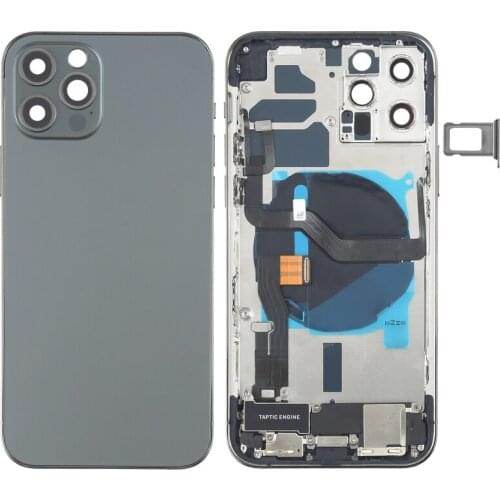 Battery Back Cover Assembly For iPhone 12 Pro With Side Keys & Loud Speaker & Motor & Camera Lens & Card Tray & Power Button